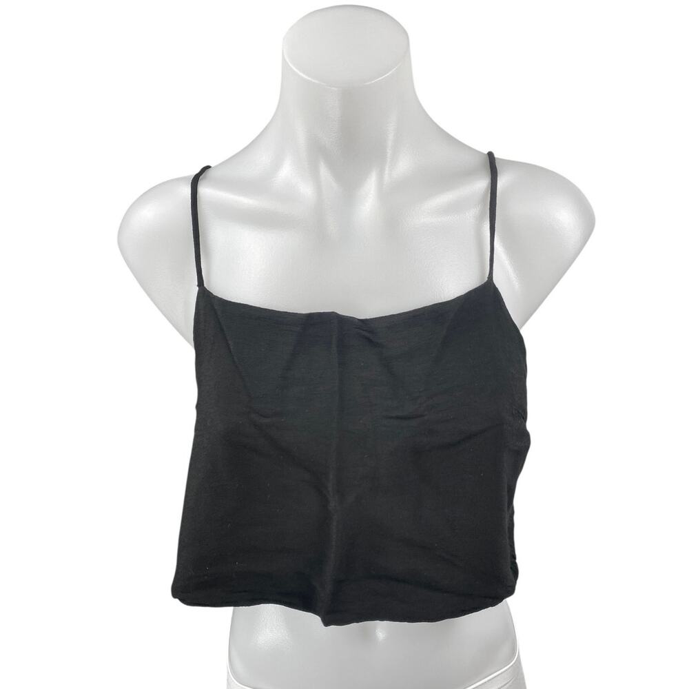 Brandy Melville Women's Black Sleeveless Cami Camisole Tie Back Crop Tank Top S
